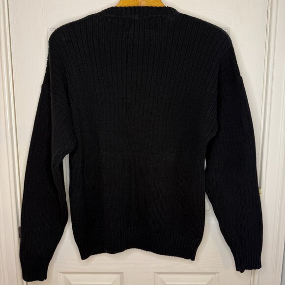 Vintage Chaps Ralph Lauren Handframed Navy Rib Knit Crewneck Sweater Size Medium - Picture 5 of 7